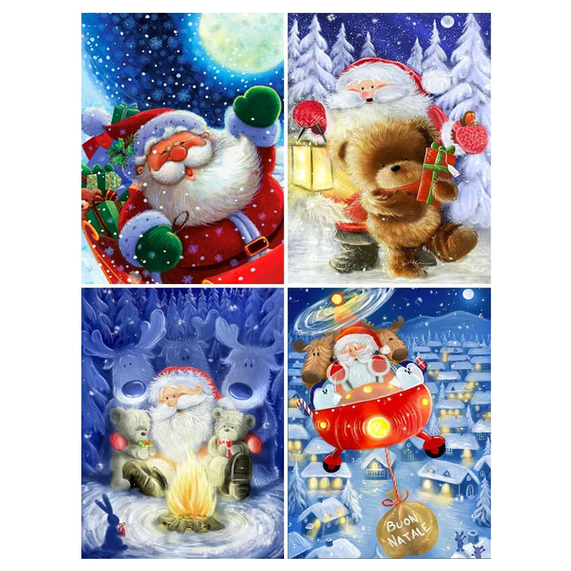 

MTEN 5D DIY бриллиантовый рисунок Рождество подарок Санты полный квадратный/круглый сверло Алмазная вышивка Мозаика Декор для дома настенное и...