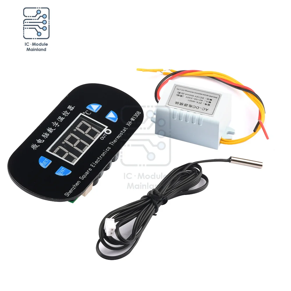 

XH-W1308 AC 220V Adjustable Digital Cool Heat Sensor Red Display Temperature Controller Thermostat Switch DC 12V W1308