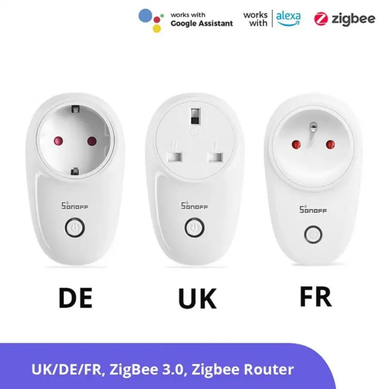 

SONOFF S26R2ZB ZigBee Socket Plugs Smart Home Plug 16A UK/ DE/ FR Voice Remote Control Switch Works With Alexa Google Home Hub
