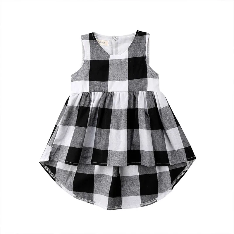 2020 Kids Girl Sleeveless Dress 2-7 T Summer Plaid Cotton Princess Simple Casual Dresses Kid Outfit | Детская одежда и обувь