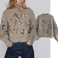 withered england vintage indie folk vintage beading embroideried winter sweaters women pull femme sweaters women pullovers tops