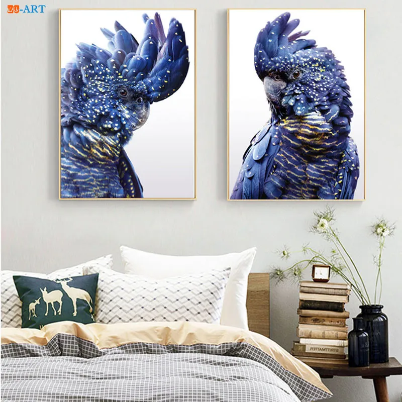 В австралийском стиле с принтом Птица постер попугая черный Какаду холст картины