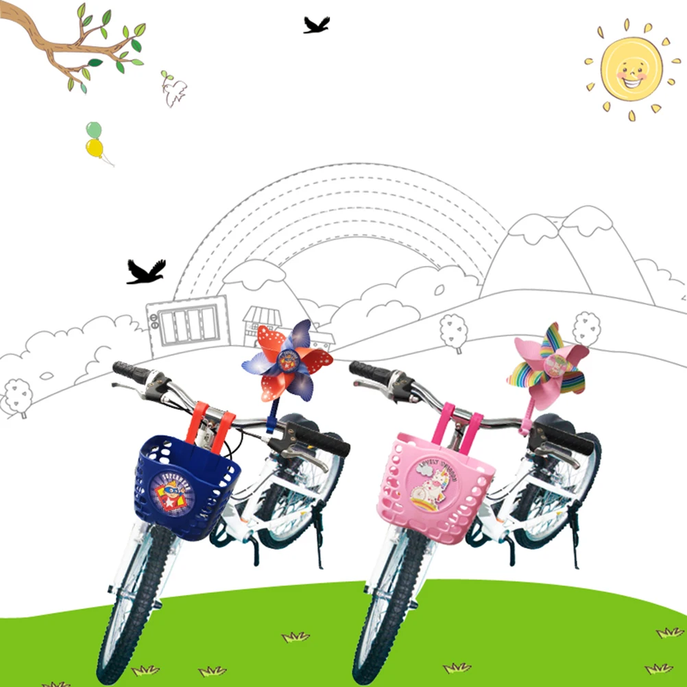 

1PC Bicycle Basket Children Bike Plastic Cartoon Front Handlebar Carrier Multi-Functional Cartoon Bike Front Handlebar Basket