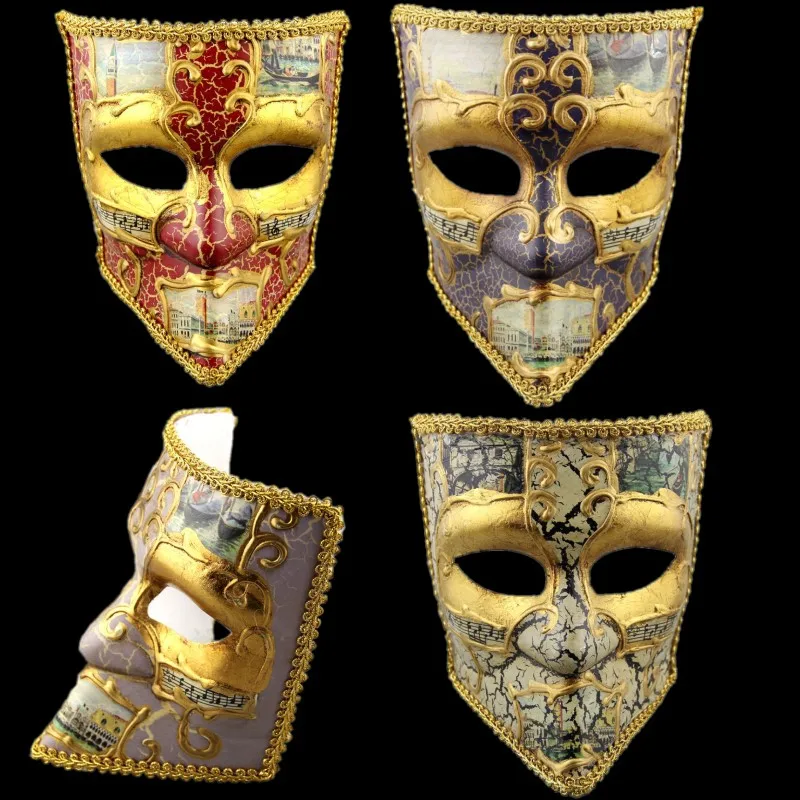 Новая итальянская Венецианская Ретро квадратная маска на все лицо с ручной