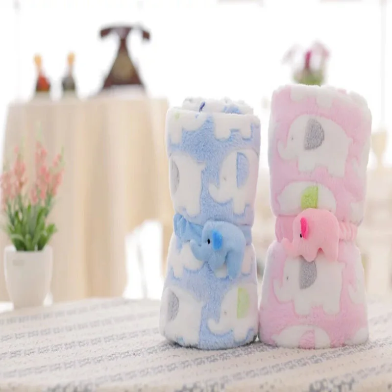 

Multi-function Coral Fleece Elephant Printing Blankets Air Conditioning Blanket Baby Blanket Cape Rolls Carpet High Quality