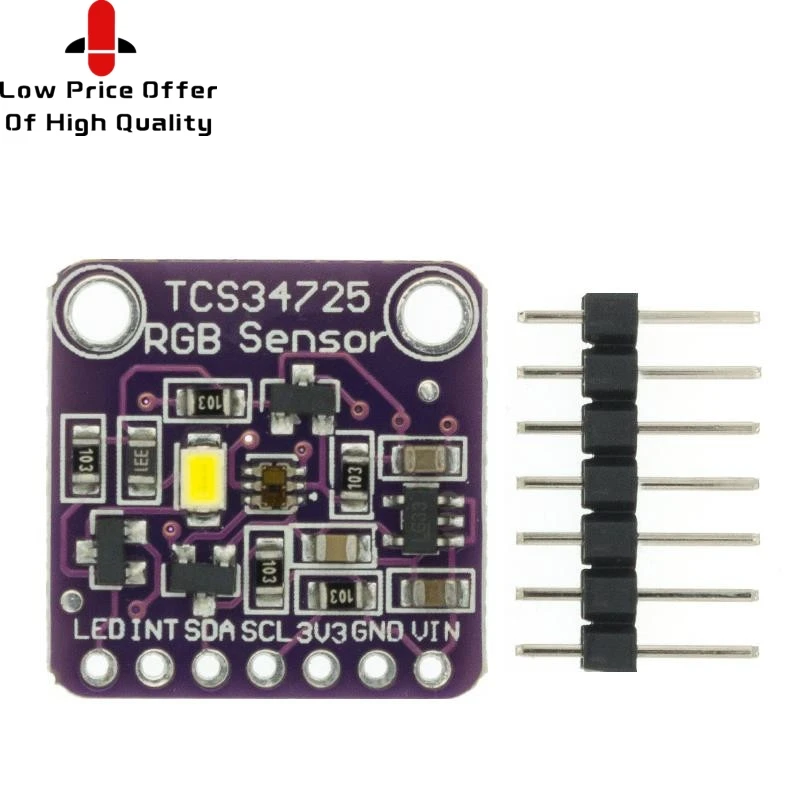 TCS34725 Low Power IR Blocking Filter RGB Light Color Sensor Recognition Diy Kit Electronic PCB Board For Arduino Programmable |