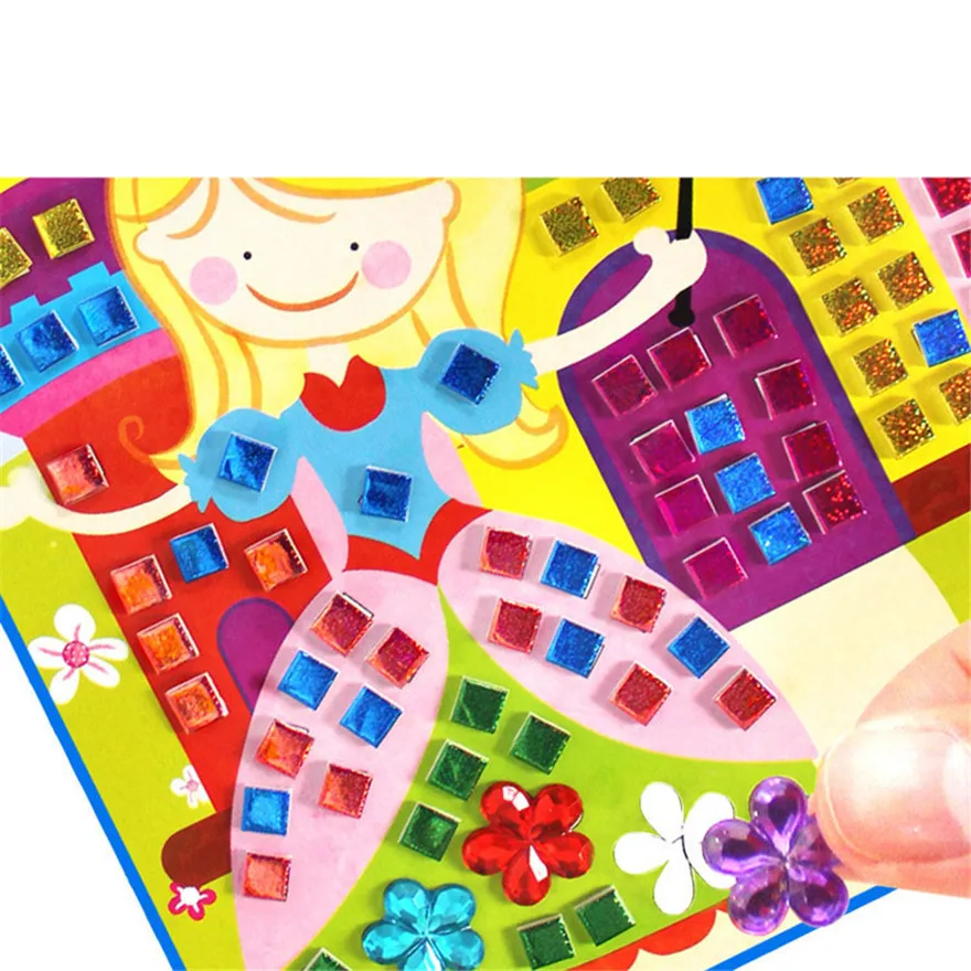 6PCS Mosaic DIY Diamond Art Stickers Handmade Craft Toy Puzzle Foam Crystal Paste Painting Educational Toys For Children Gifts | Игрушки и