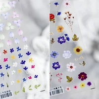 new craft high quality ultra thin 3d nail stickers imitation dried flower nail art decoration decal nail stickers