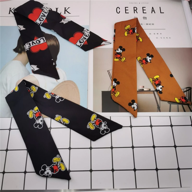 Маленький шелковый шарф для женщин с Микки Маусом новинка 2019 Сумка принтом и