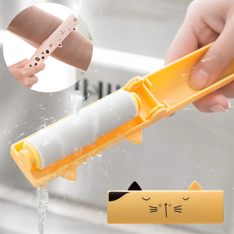

Cute Cat Lint Roller Sticky Clothes Fuzz Pellet Hair Remover Folding Washable Lint Roller Brush Cleaner Dust Wiper Cleaning Tool