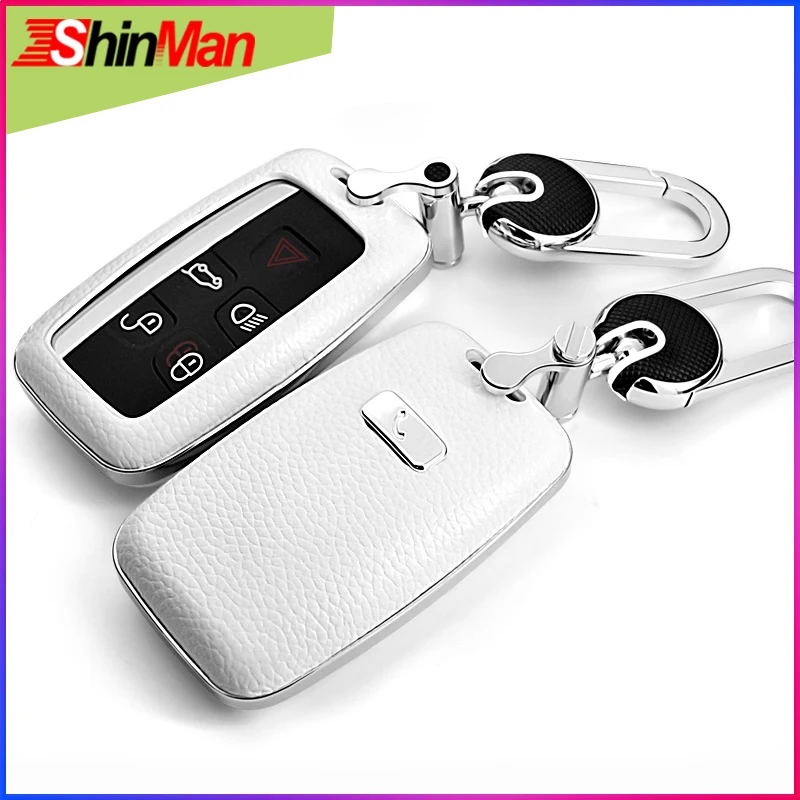 ShinMan 6color Top Layer Leather + ABS Car leather key cover For Jaguar XE XJ XJL XF C-X16 V12 guitar F X type Key Case shell | Автомобили