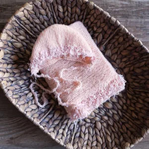 Мохеровый Тюль ручной работы с накидкой и шляпкой для новорожденных