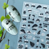 black and white leaf adhesive nail sticker art nail nail sticker accessories decoration 10pcs