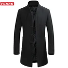 Мужское шерстяное пальто FGKKS, коричневое повседневное пальто из смешанной шерсти, мужское шерстяное пальто