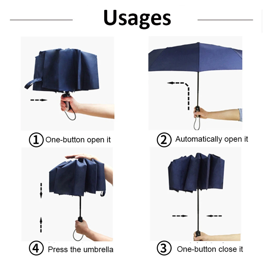 

Wind Resistant Three Folding Automatic Umbrella 10K Rain For Men Women Auto Strong Windproof Umbrellas Sun Rain Outdoor Parasol