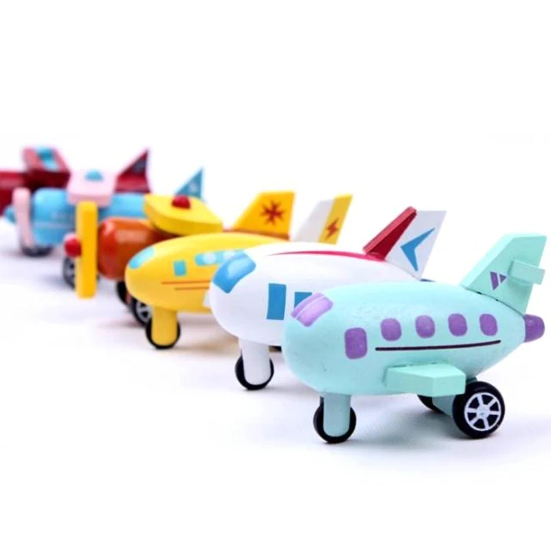 

12pcs/set Wooden Mini Aircraft/Engineering Vehicles/Cars/Military Vehicles Model