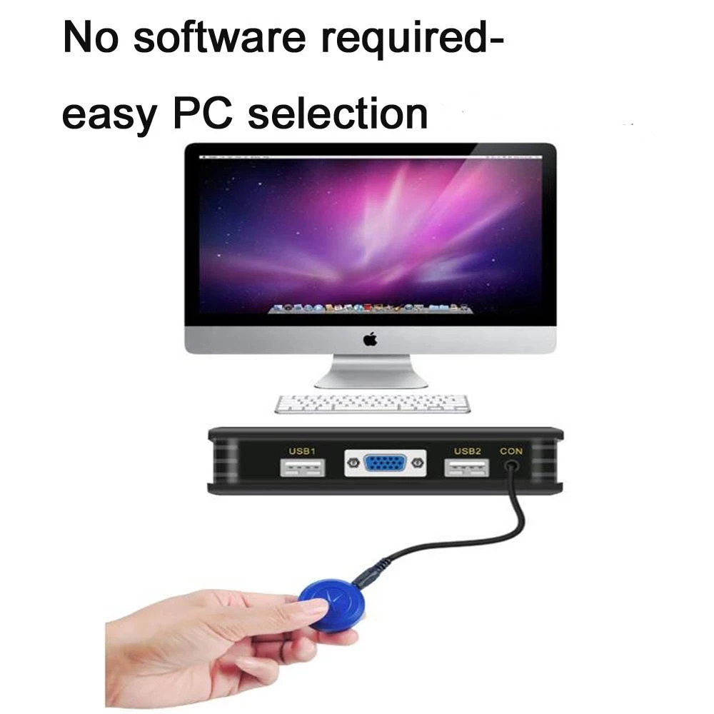 KVM-переключатель с 2 портами VGA USB KVM-выключатель в 1 поддержкой аудио видео