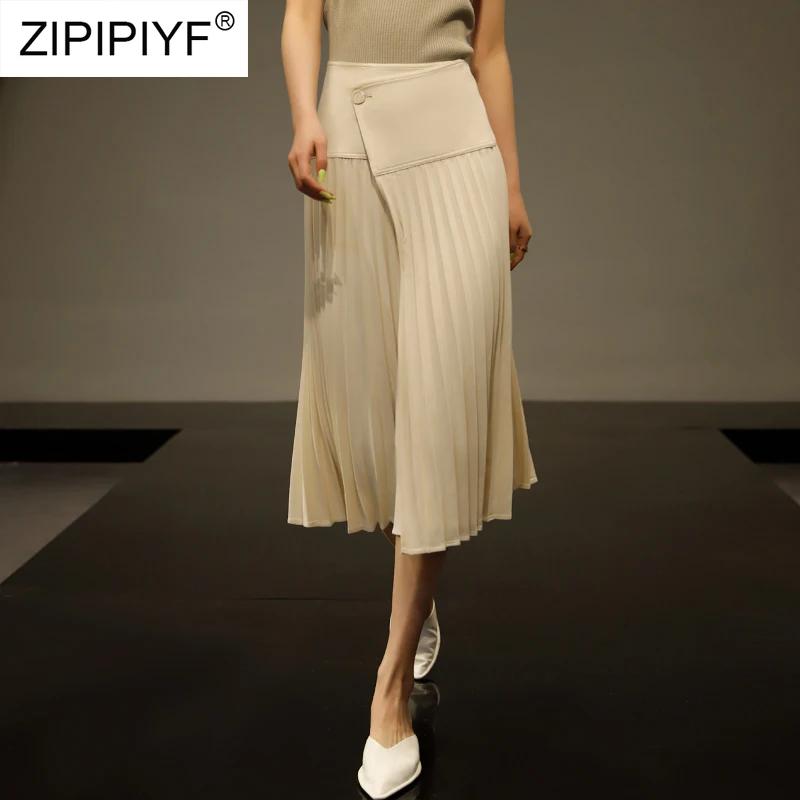 

2021 New Fashion Women Solid Knee-Length Big Swing Umbrella Skirt High Waist Vintage Ladies Midi Saia Skater Skirt C161