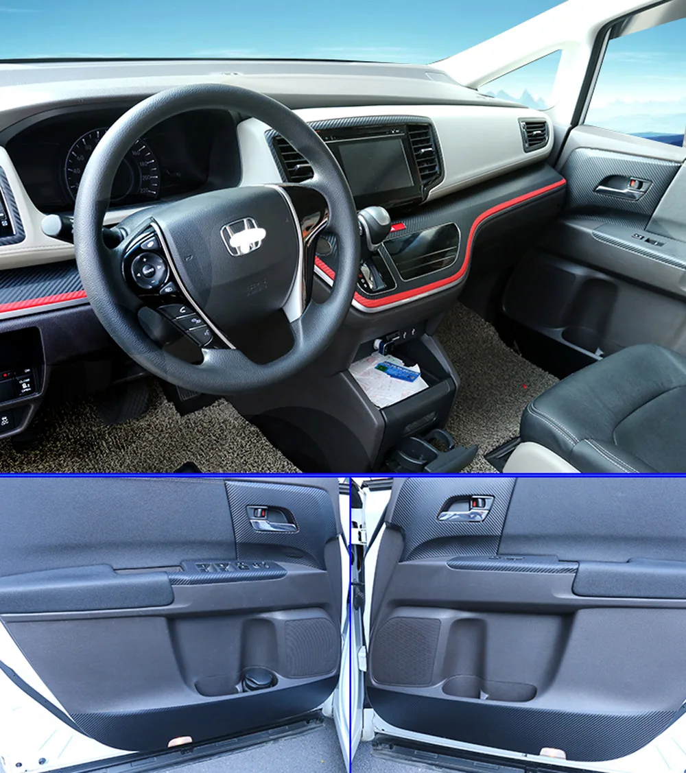 Для Honda Odyssey/Elysion-18 внутренняя Центральная панель управления дверная ручка наклейки из углеродного волокна наклейки аксессуары для стайлинга автомобилей