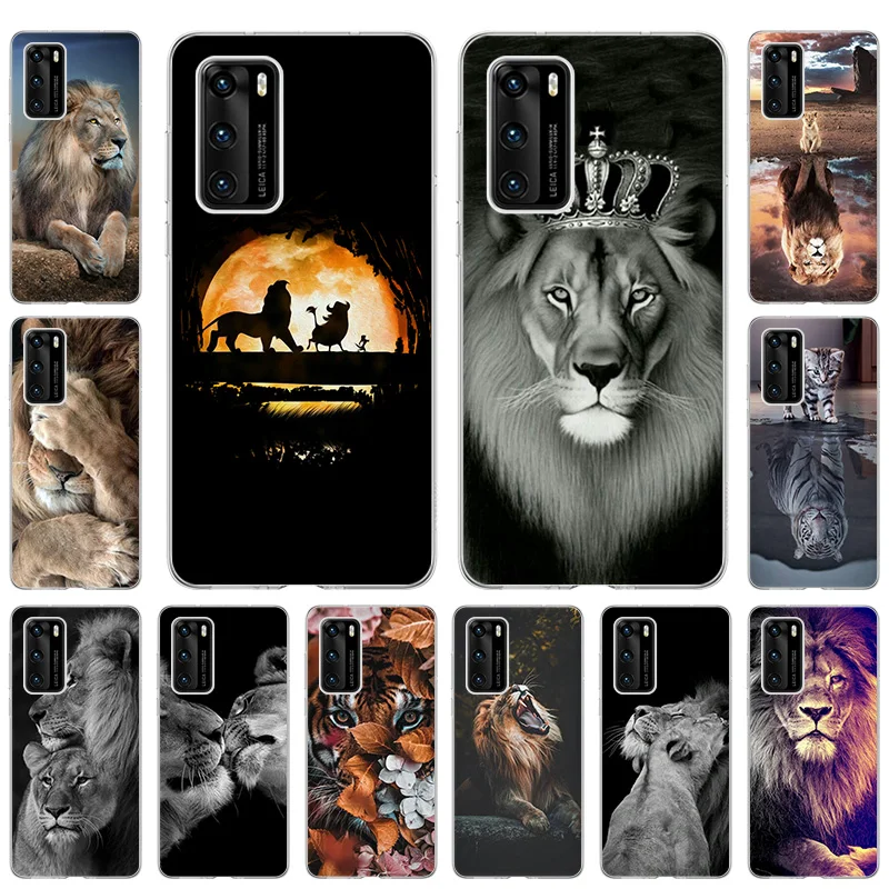 

Soft TPU Clear Phone Case for Huawei P50 P40 Lite P30 Pro P20 Y7A Y8S P-Smart Z 2021 Y6 Y7 Y5 2019 Tiger Lion King Cover Coque