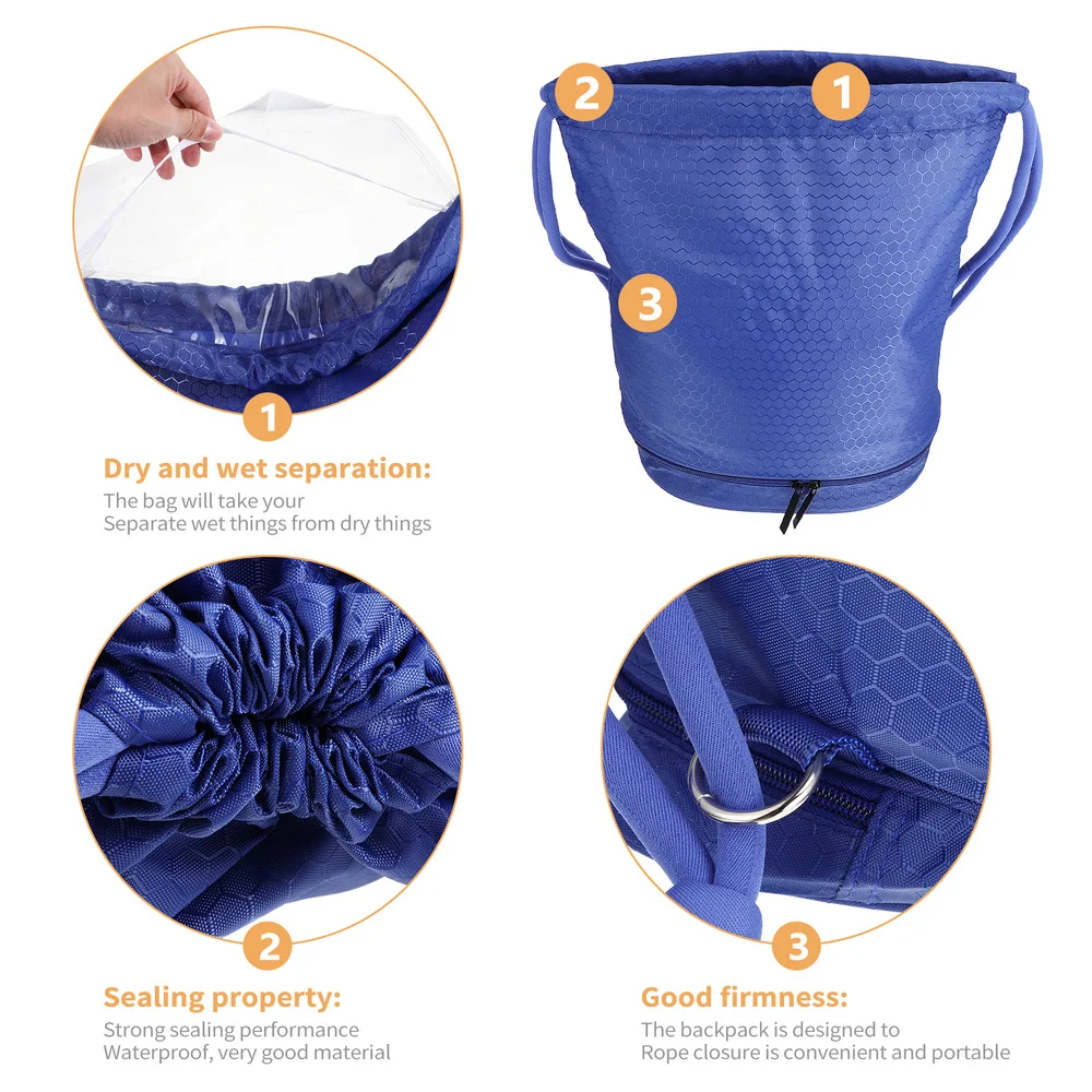 

1pc Swimming Drawstring Backpack with Separated Waterproof Dry Compartments