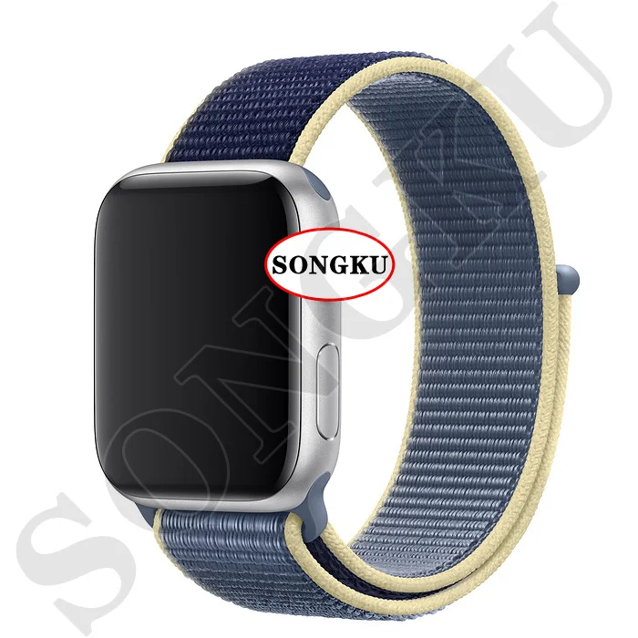 S Nylon Blue SONGKU IWO 12 часы серии 5 1:1 умные часы 40 мм 44 мм Bluetooth часы для apple iPhone Siri Android телефон цветной ремешок - Цвет: S Nylon Blue