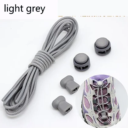 light grey Низкая цена без шнурка фиксирующий башмак Шнурки тапки ленивые эластичные шнурки светящиеся шнурки для обуви Дети - Цвет: light grey