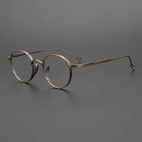 vintage men pure titanium glasses frame male round eyewear women luxury brand myopia prescription optical eyeglasses frame