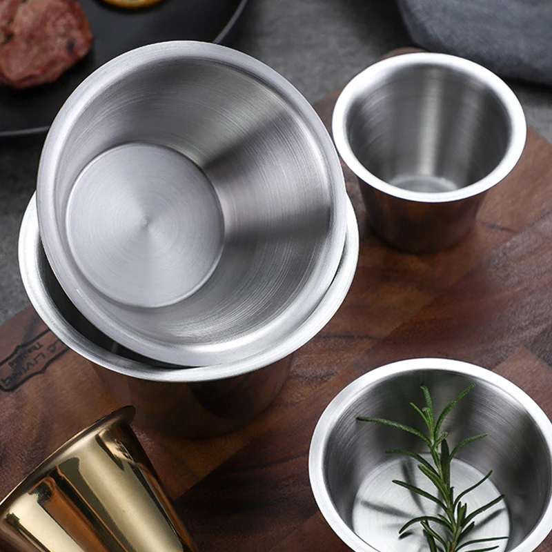 

4 Pieces Set Sauce Cup 304 Stainless Steel Kitchen Sauce Plate Steak Seasoning Cups Tomato Side Dish Desserts Bowls