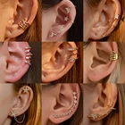 Серьги-каффы золотые для ушей женские, модные циркониевый зажим серьги для альпинистов без Имитация пирсинга, аксессуары для хрящевых тканей, подарок, 1 шт.