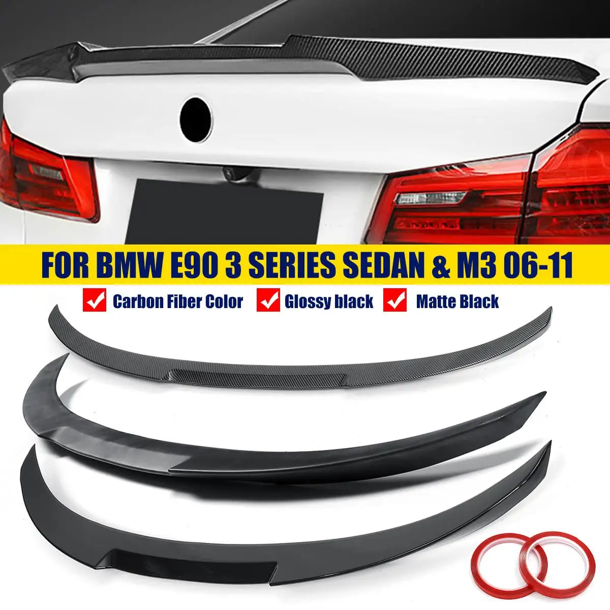

Для BMW E90 спойлер E90 3 Подставка-тренога из углеволокна серия 318i 320i 325i 330i E90 ABS спойлер заднего багажника, крыла CF 2006-2011