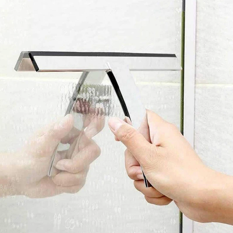 

Shower Squeegee Zinc Alloy Wiper Scraper for Glass Bathroom Door Window Mirror Car Glass Cleaner Brush Tool (Silver)