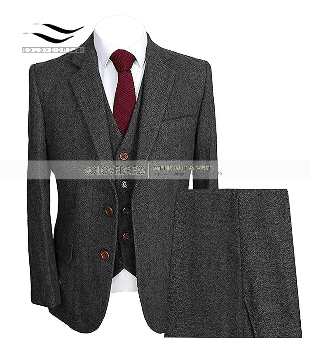 Solovedress мужские свадебные костюмы с отложным воротником 3 шт. приталенный