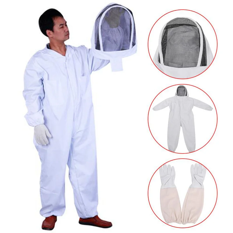 

1 Set Professional Ventilated Full Body Beekeeping Bee Keeping Suit w/ Leather Gloves Bee Suit For Beekeeper