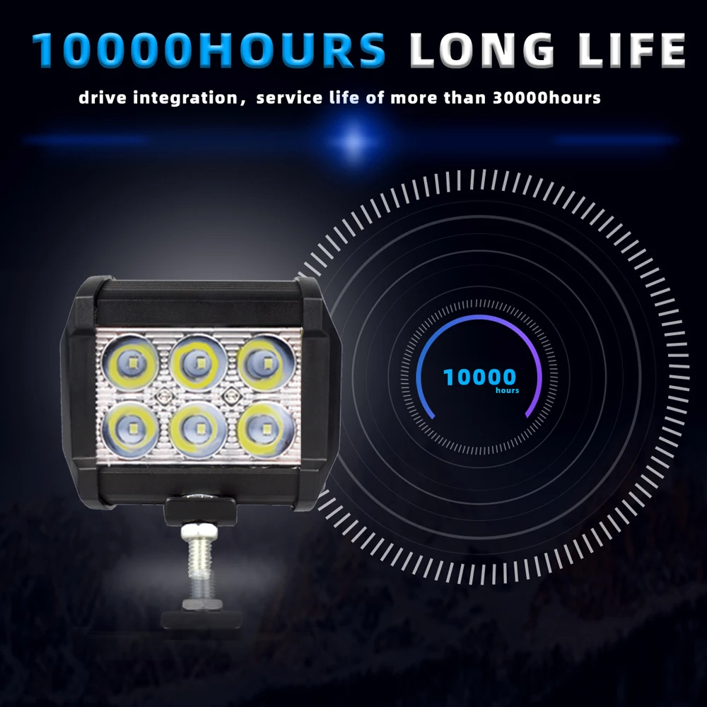 18W 6LED 36W 12LED Work Light 12V Waterproof Car LED Spotlight 8000LM 6000K Spot Flood Combo For Motorcycle/SUV/Truck | Автомобили и