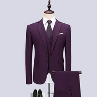 new multicolor male suit groomsman marriaged banquet formal suit solid color single breasted three piece sets classic suit