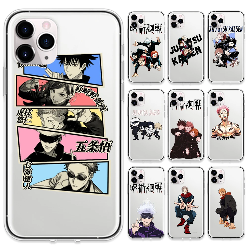 

New Anime Jujutsu Kaisen Phone Case for Iphone 12 11 Pro X Xs Max XR 7 8 Plus Cute Yuji Itadori Fushiguro Megumi Soft Cover