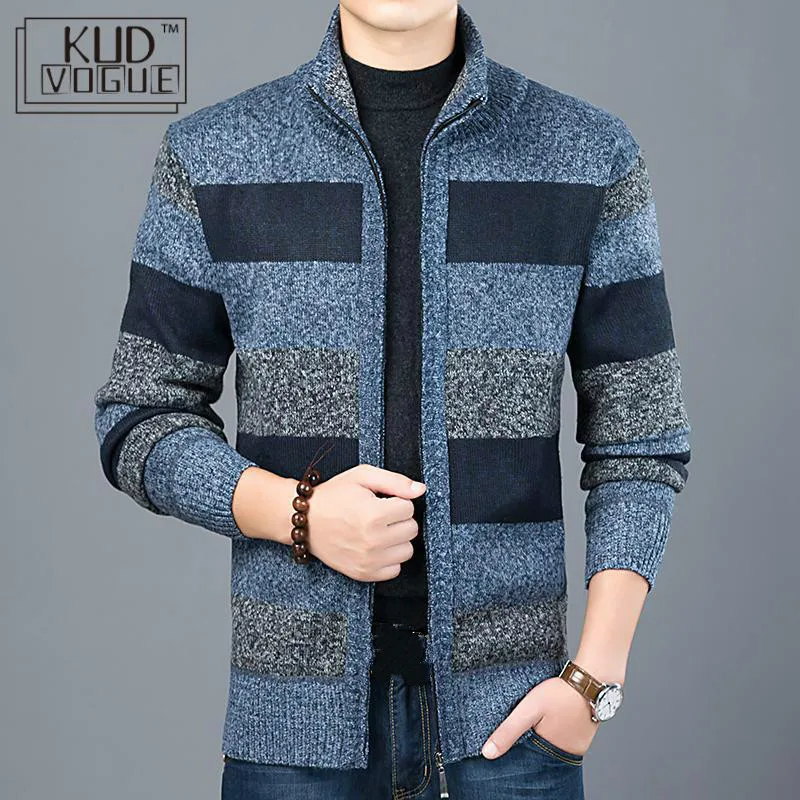 Мужской плотный кардиган Kude облегающие вязаные Джемперы теплая Осенняя