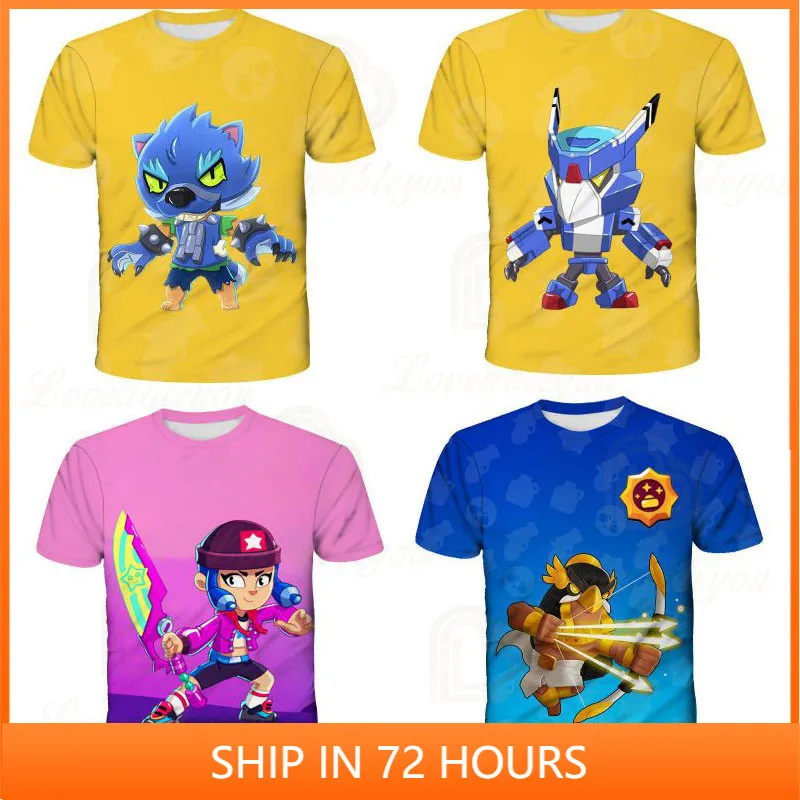 

Shelly Shooter Sandy Max 8 To 19 Years Kids Fashion Cartoon Tops Teen Clothes POCO Game Leon 3D Printed t shirts Boys Girls