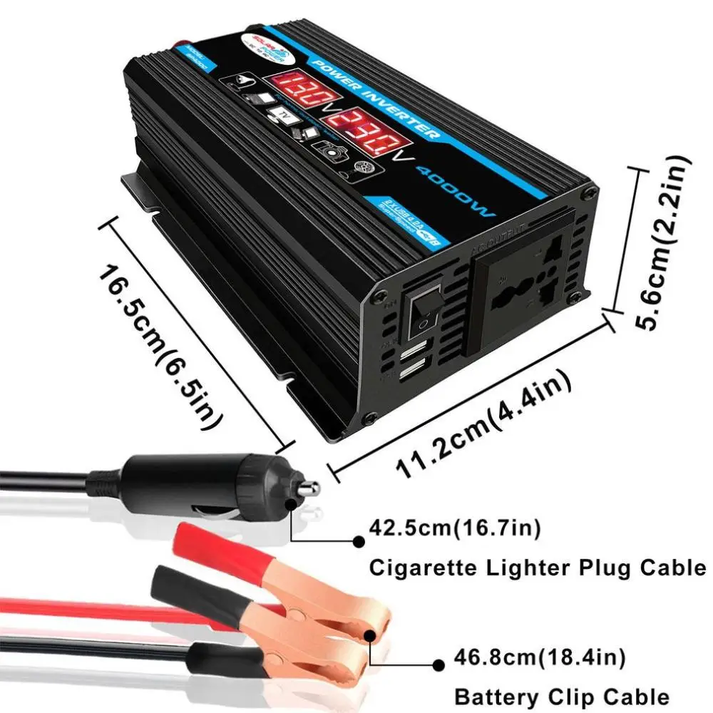 

6000W Digital Car Inverter 12V To 220V Modified Sine Wave Inverter Voltage Converter + Lcd Display