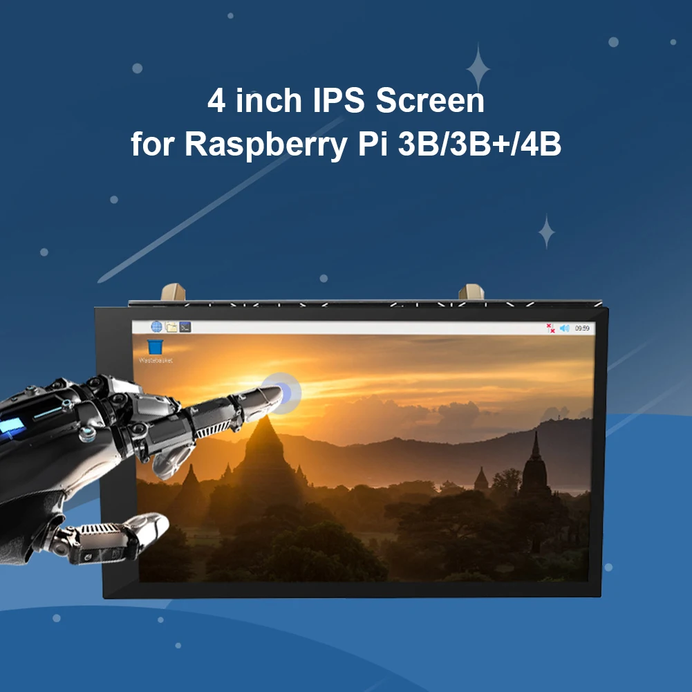 

4.0 inch IPS Portable Monitor 800 X 480 LCD Display Capacitive Touch Screen for Raspberry Pi 3B 3B+ 4B