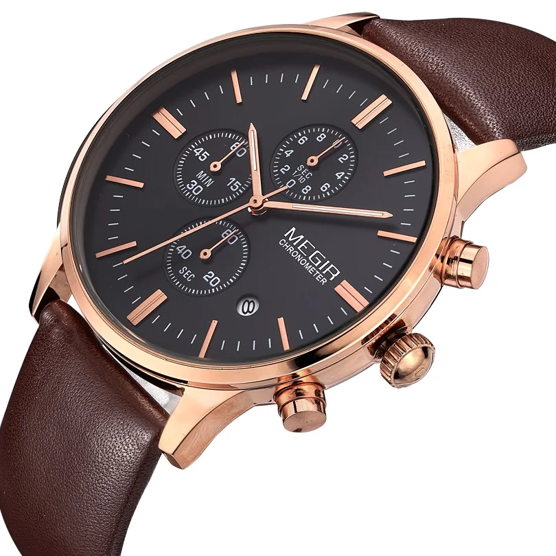 Люксовые часы от бренда MEGIR оригинальные Для мужчин лучший бренд класса люкс кожа