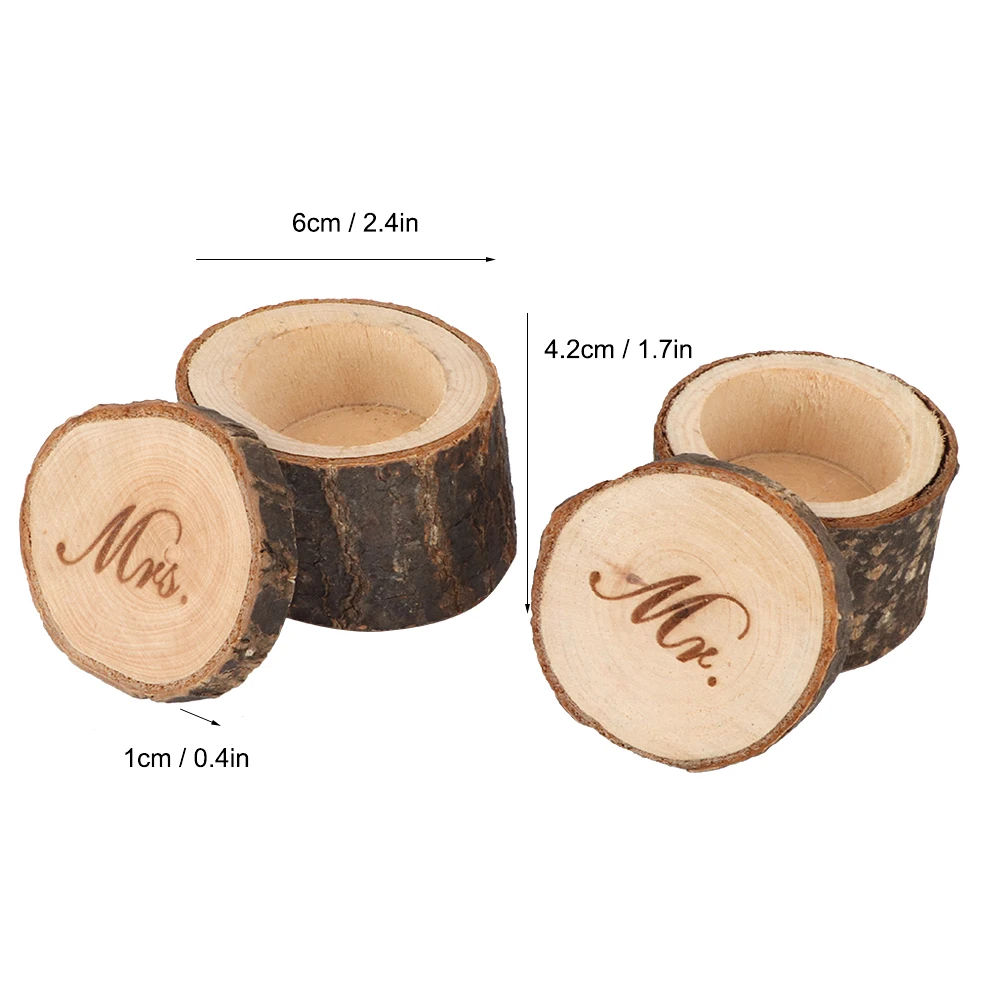 Cosmetic Organizer 2Pcs Retro Wedding Ring Box Container Unique Jewelry Storage Case Wood For Engagement Party | Дом и сад