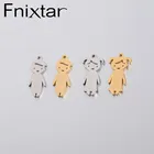 Fnixtar, 20 шт.лот, зеркальный лак, нержавеющая сталь, подвески для маленьких мальчиков и девочек, очаровательные Семейные фигурки, DIY ожерелье, ювелирное изделие
