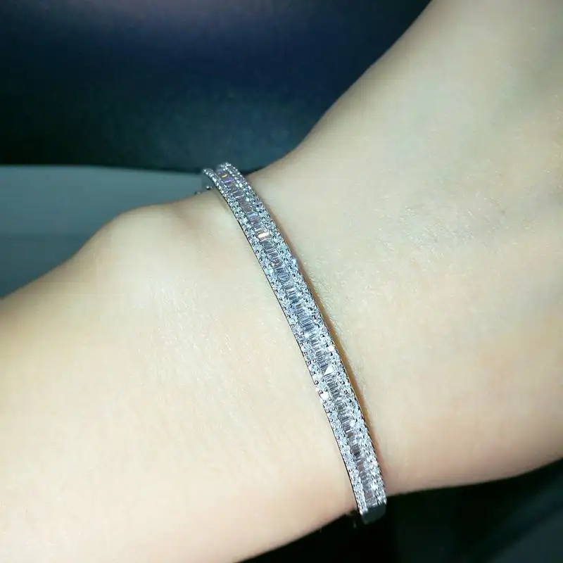 Роскошный браслет channel Pave setting square имитация бриллианта для помолвки женщин