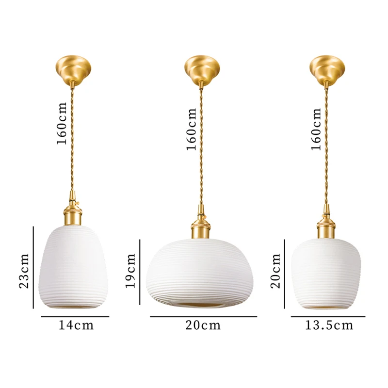 Медные подвесные светильники в японском стиле Керамический потолочный