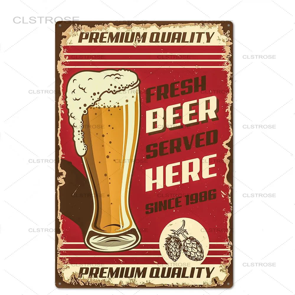 

Beer Mug Cold Beer Vintage Metal Sign Metal Poster Plaque Tin Sign Cheers Wall Decor for Club Man Cave Bar Pub Iron Painting