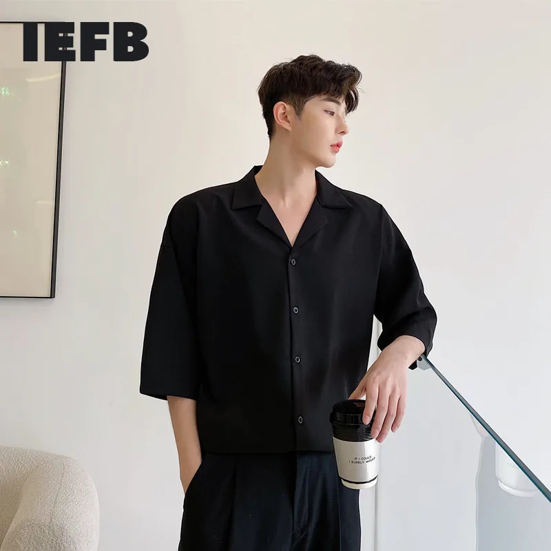 Рубашка IEFB/мужская с коротким рукавом деловая Повседневная из хлопка и льна