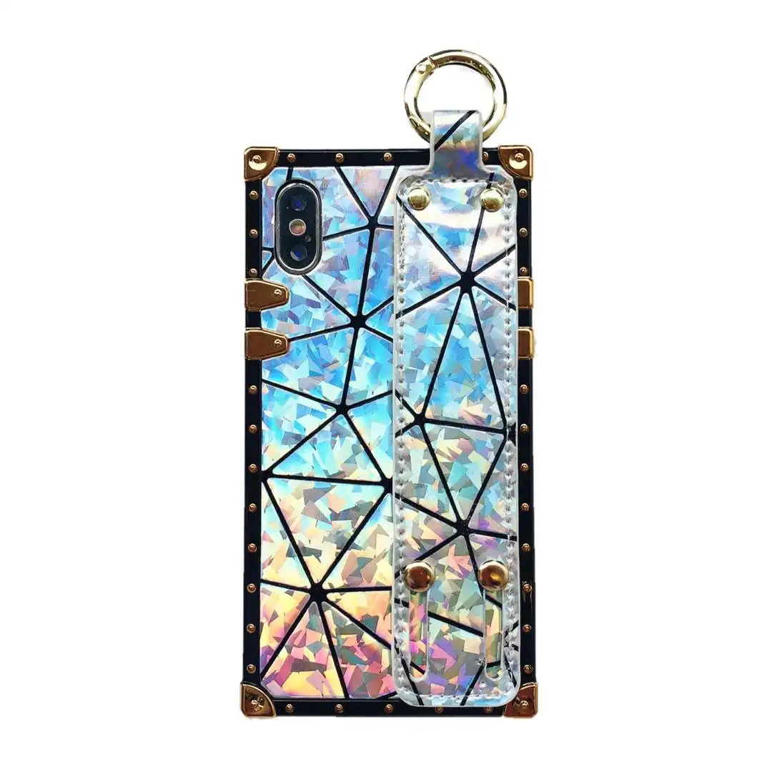Роскошный высококачественный модный металлический квадратный лазерный чехол на запястье для iPhone 11Pro X XR XS MAX 6s 7 8 Plus, задняя крышка для телефона