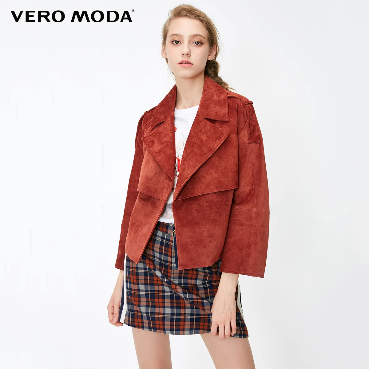 Rich copper lea. Vero Moda Новая женская кожаная куртка из свиной кожи с лацканами на шнуровке | 318310519 - Цвет: Rich copper lea.
